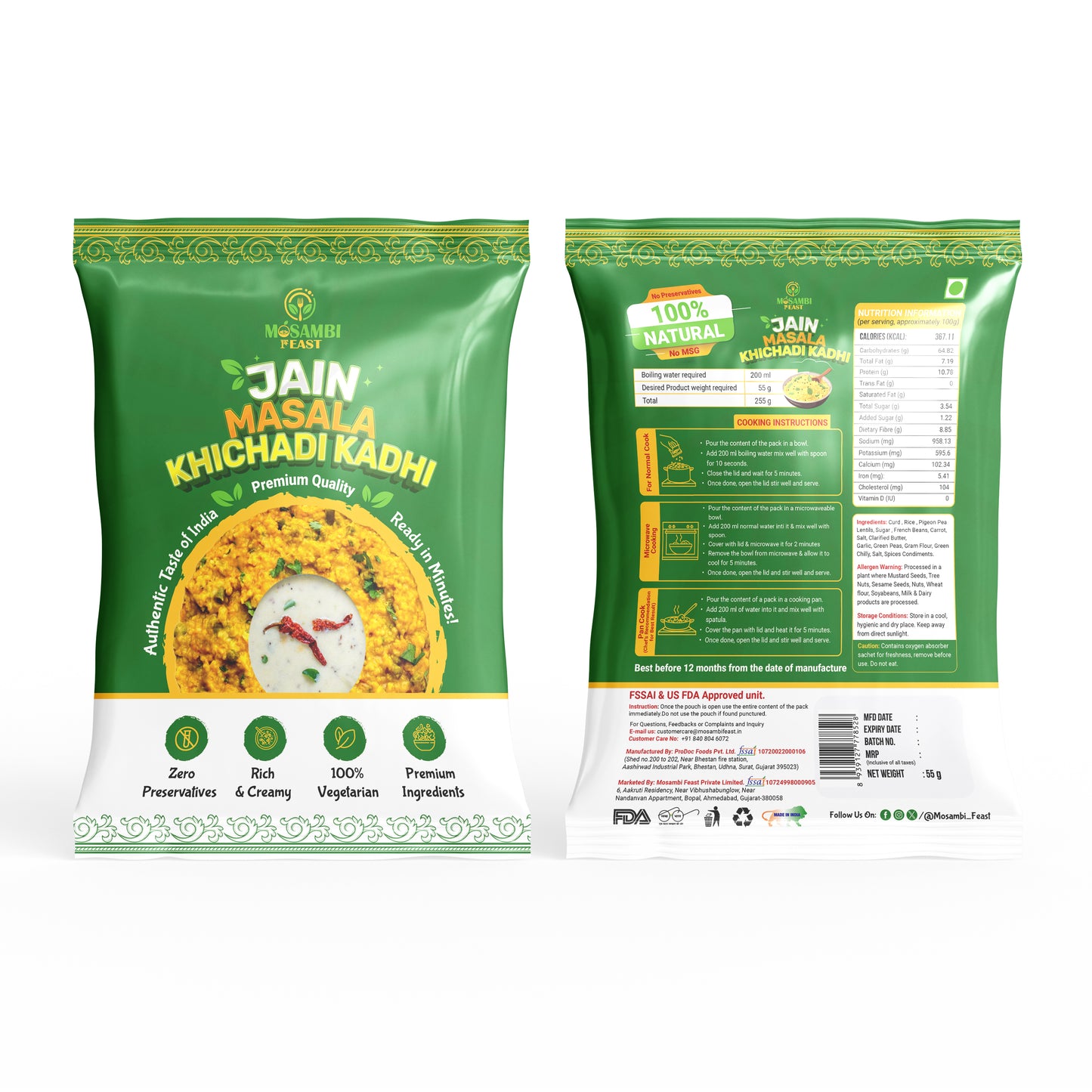 Jain Masala Khichdi Kadhi